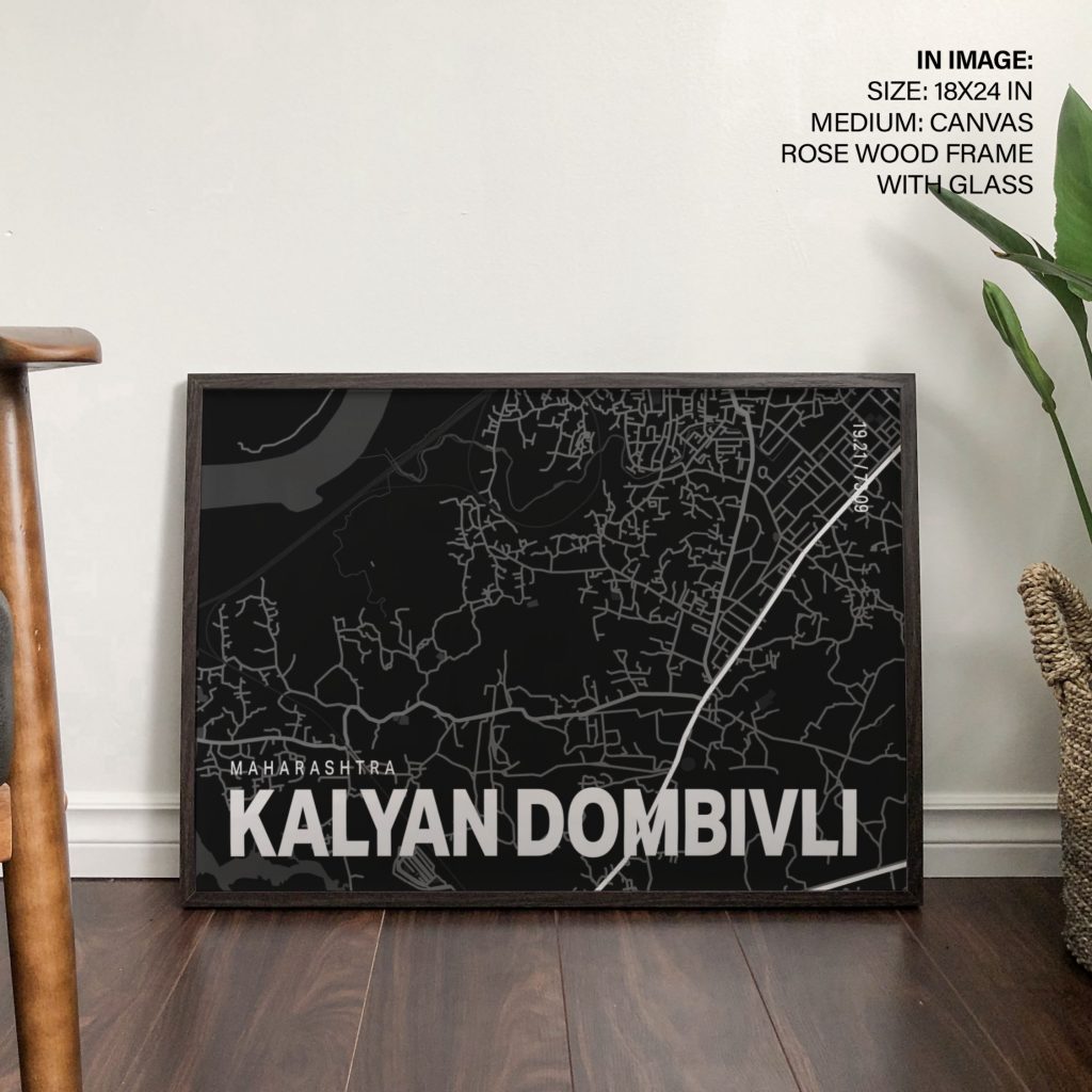 Minimalist Black Map Kalyan Dombivli – Wall Painting