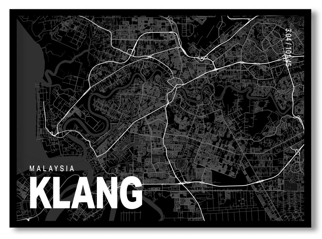 Black poster map of klang