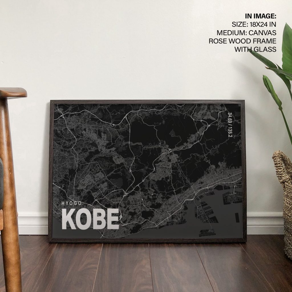 Minimalist Kobe Hyogo Japan Map – Wall Painting