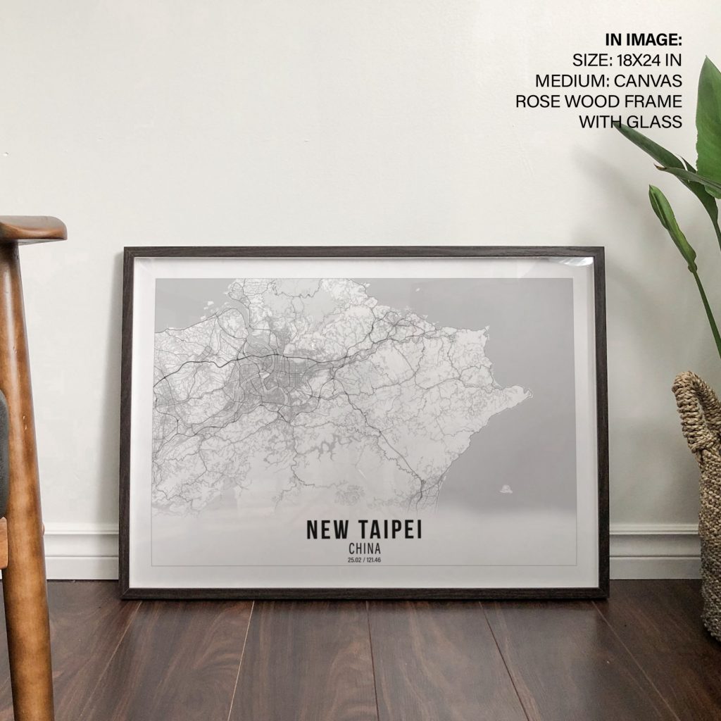 Minimalist New Taipei Map – Wall Painting
