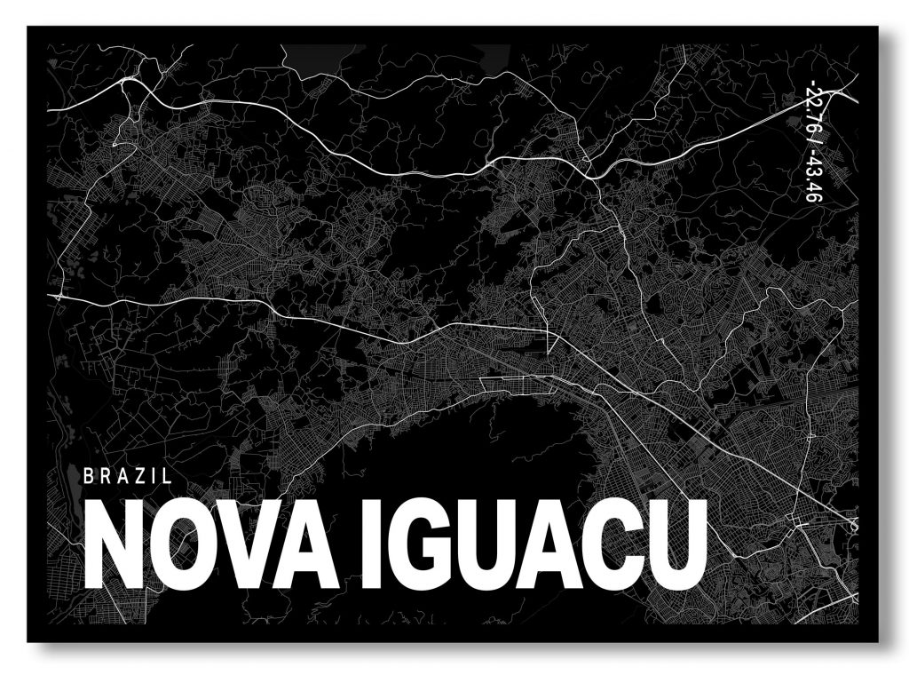 Black poster map of nova iguacu