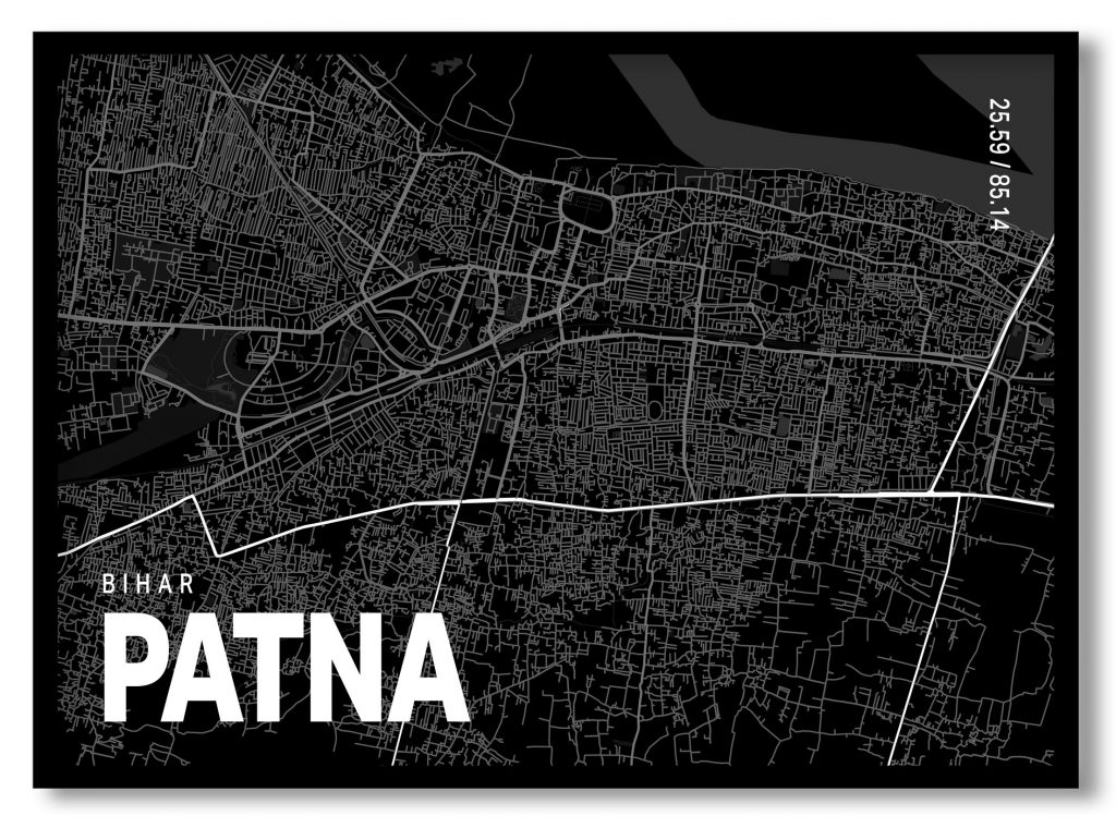 Black poster map of patna