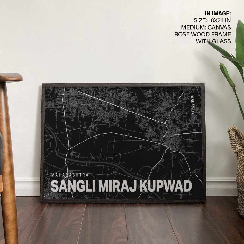 Minimalist Sangli Miraj Kupwad Maharashtra Map – Wall Art