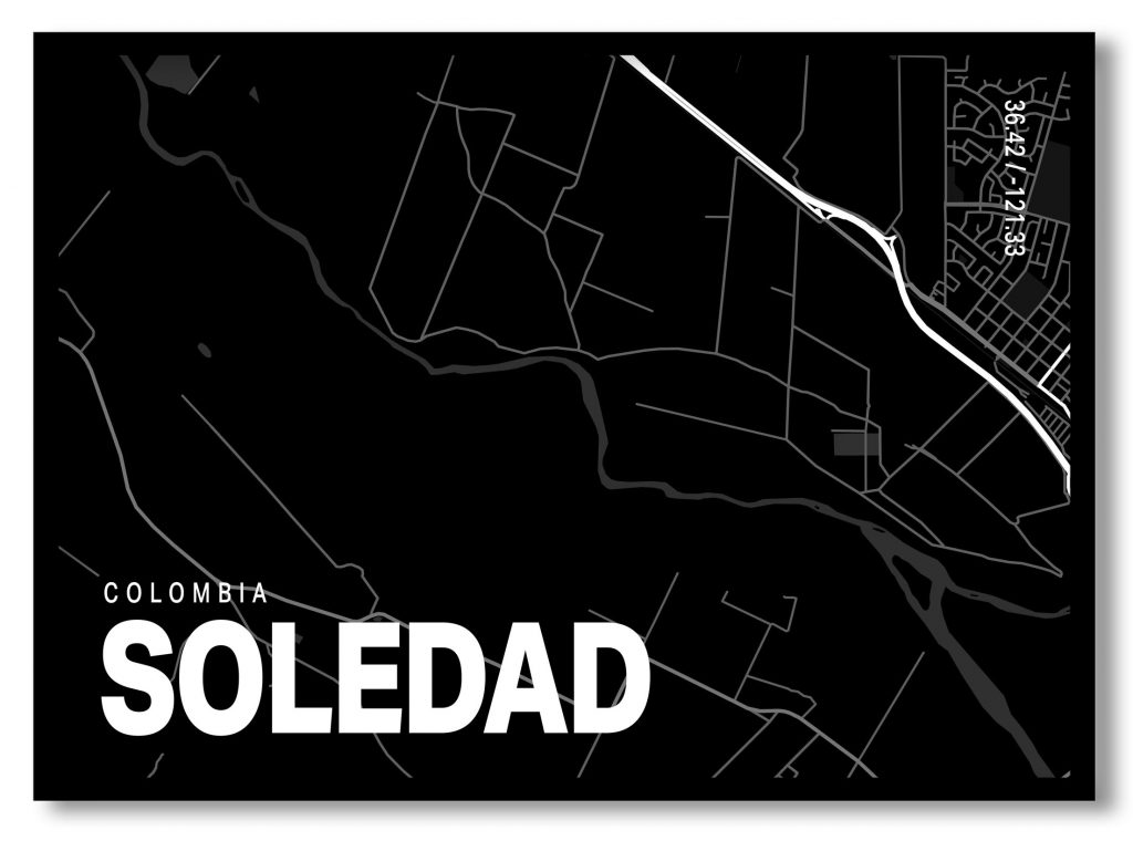 Black poster map of soledad