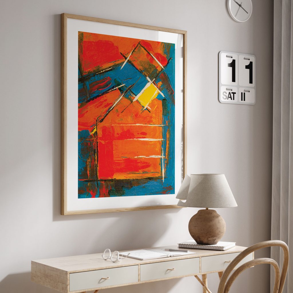 Abstract Orange Blue Shapes – Wall Decor