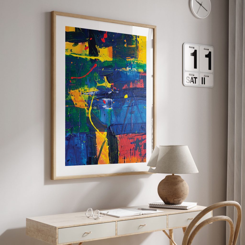 Abstract Blue Yellow Red Markings – Home Decor