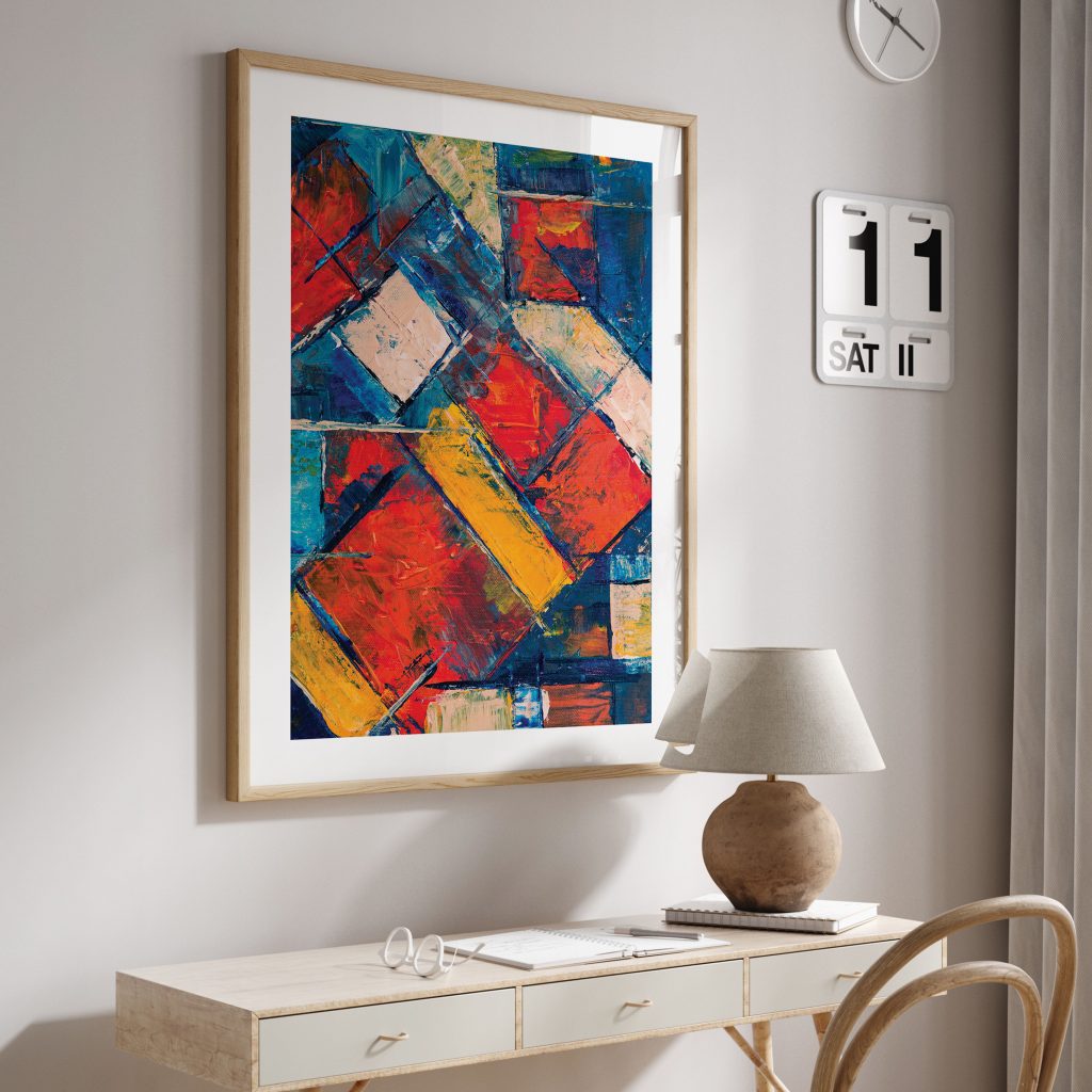 Abstract Red Blue Yellow Shapes – Wall Painting