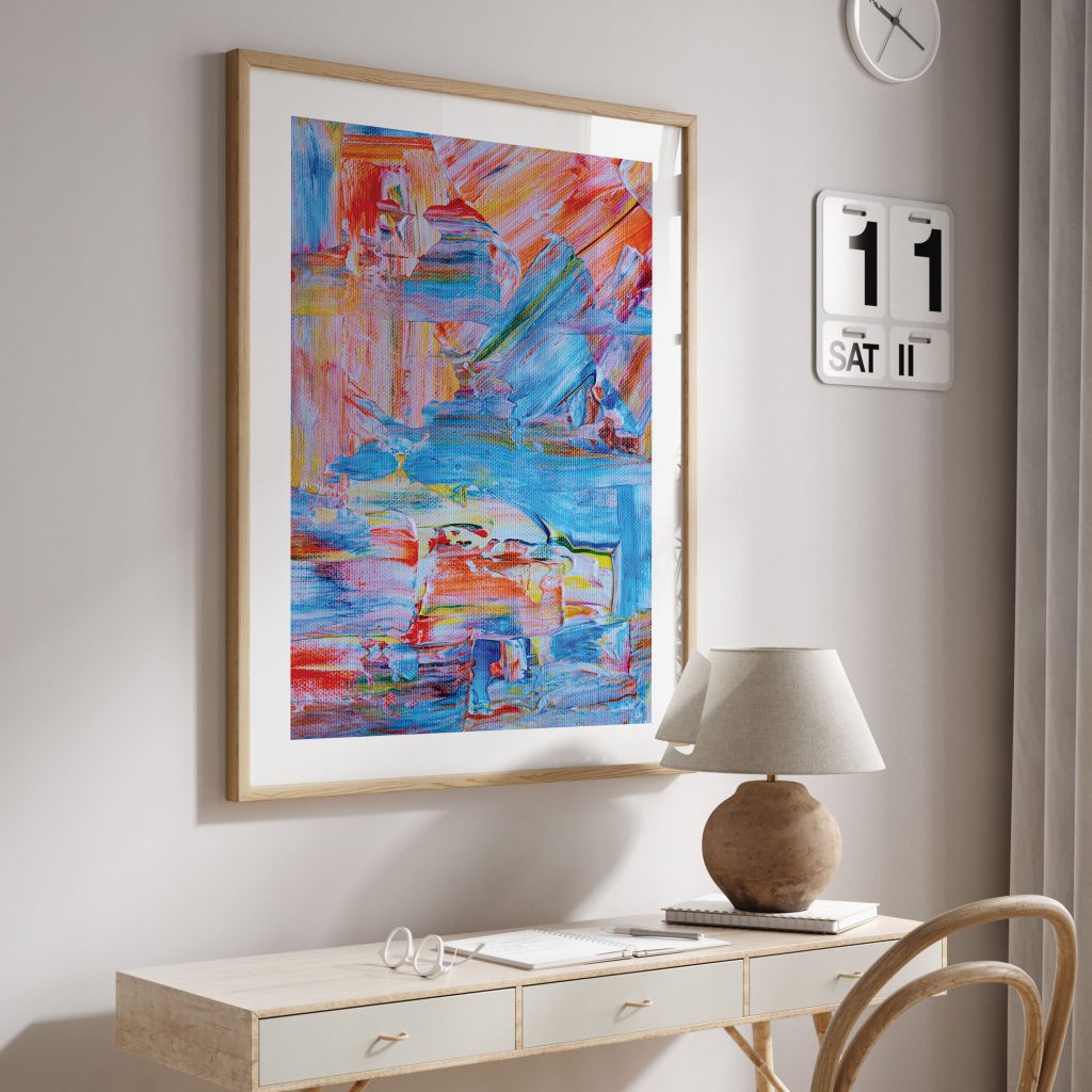 Abstract Layered Paint Blue – Wall Decor