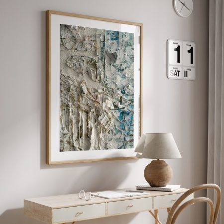 Abstract Heavily Textured White Blue – Home Decor