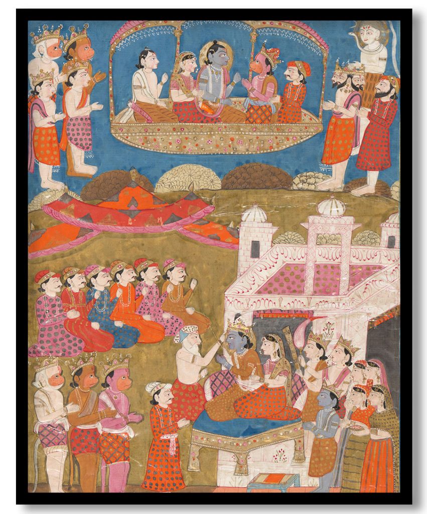 Ram and Sita Fly Home and Are Crowned King and Queen by Anonymous (Late 19th Century)