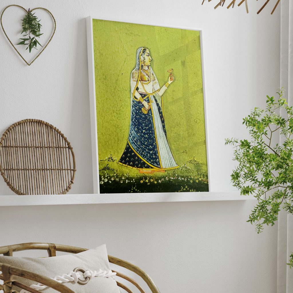Miniature Indian Woman Holding Cup – Wall Painting