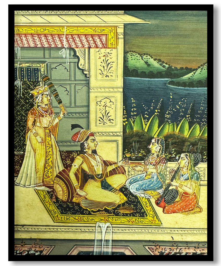 Traditional king swigging alcohol