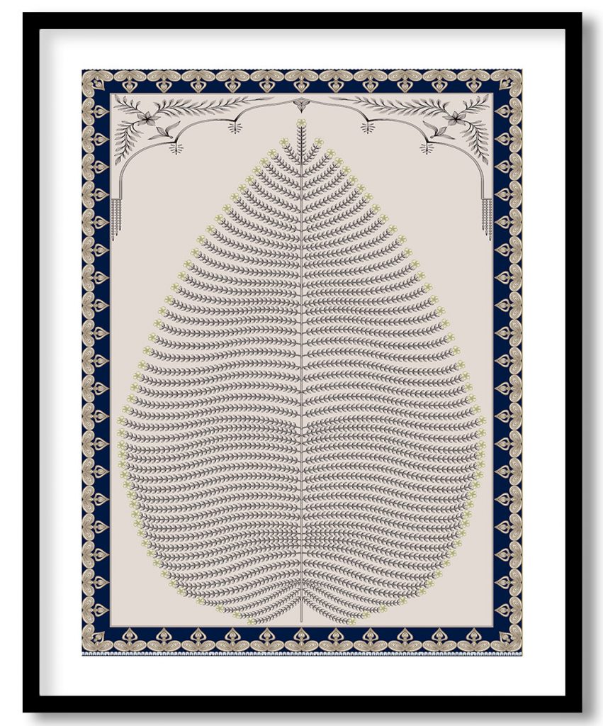 Pattachitra intricate minimal traditional leaf