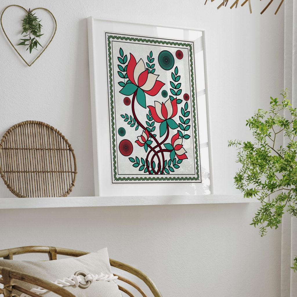 Botanical Lotus Flowers and Leaves – Wall Art