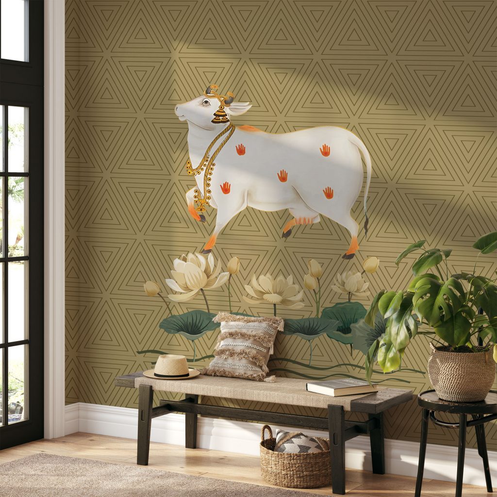 Sacred indian traditional pichwai cow