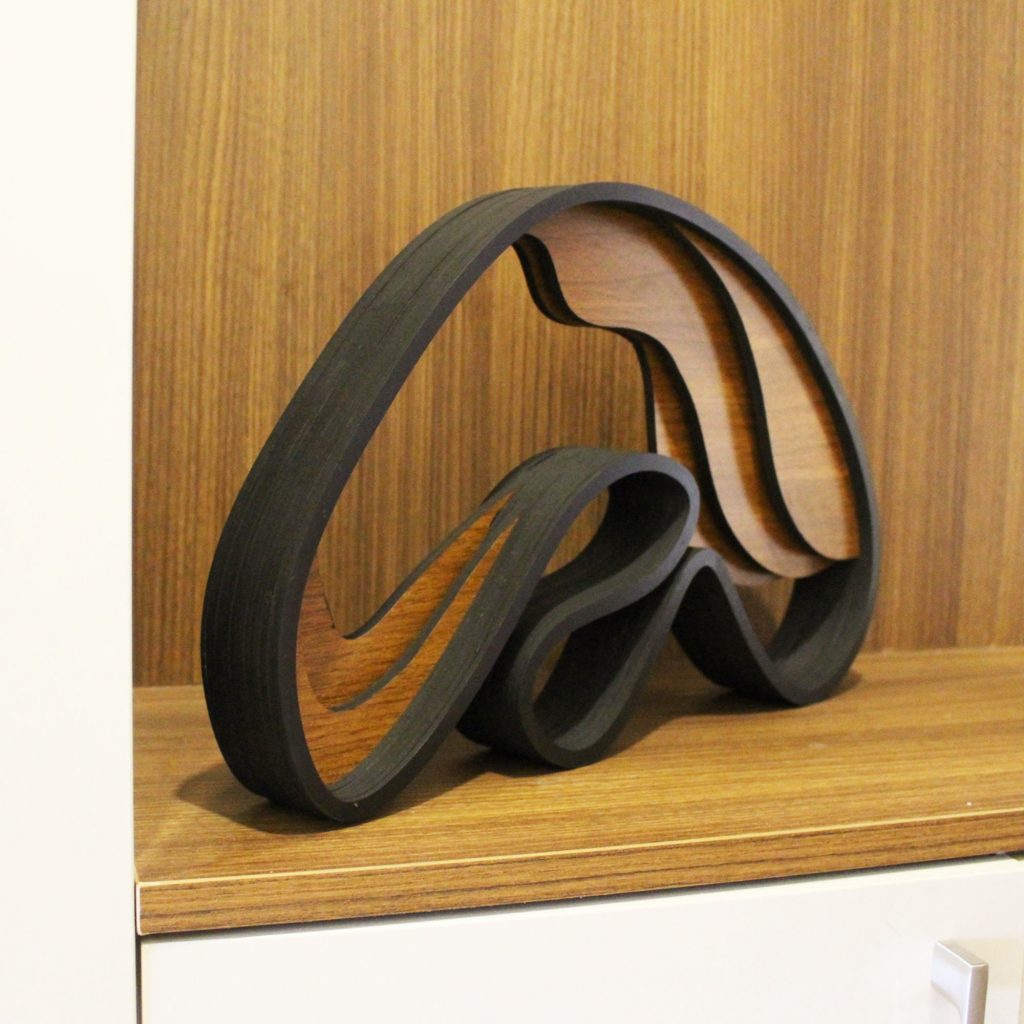 Artistic Wooden Sculpture: A Unique Home Decor Accessory for Office or Living Room, Featuring a Parametric Wood Vase Design