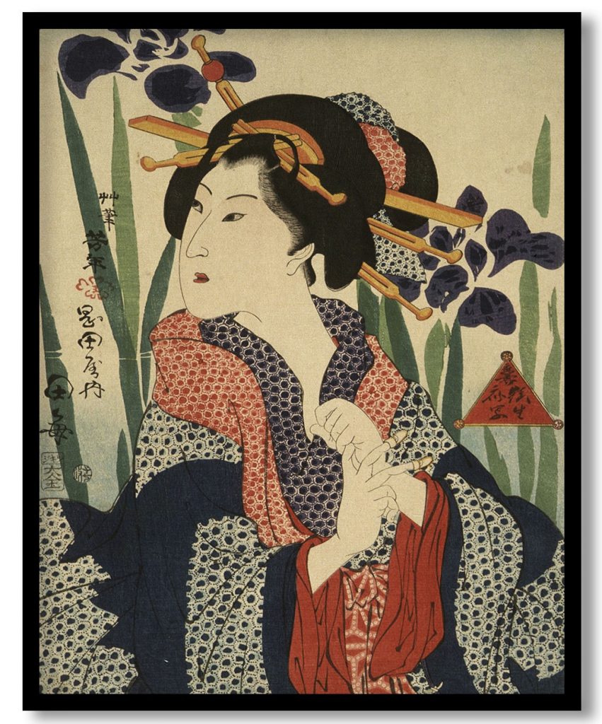 Beauty with Irises by Tsukioka Yoshitoshi (19th century)