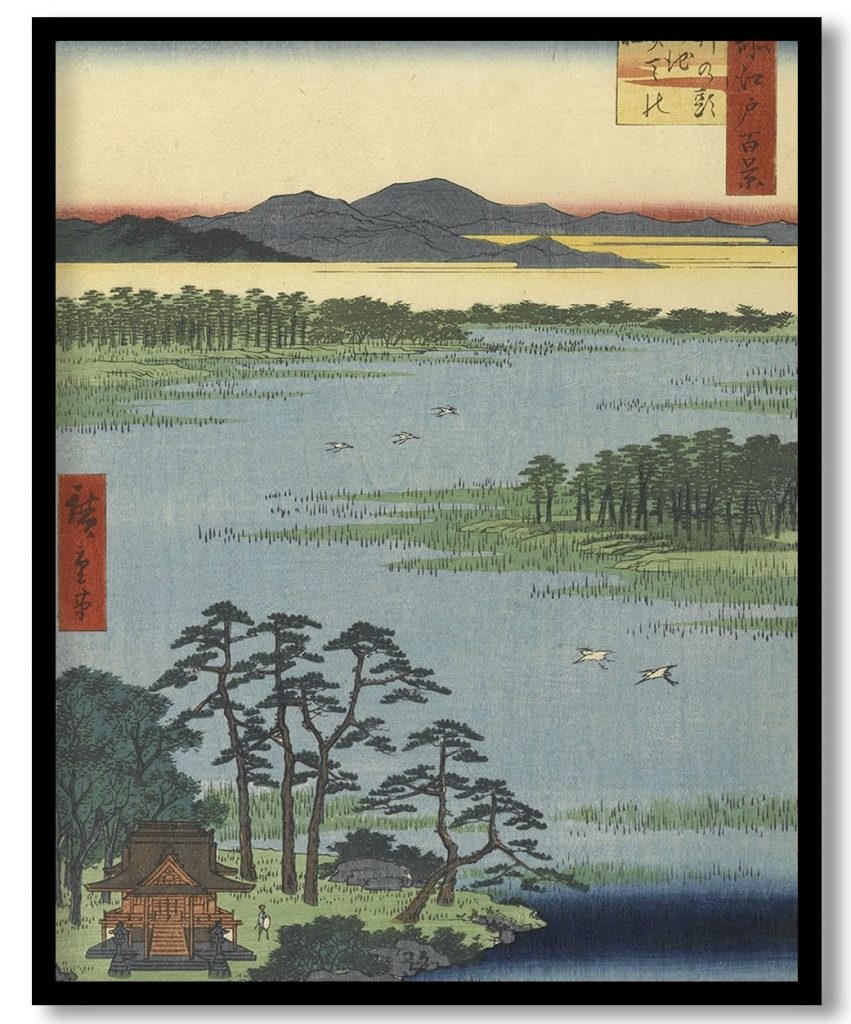 Benten Shrine, Inokashira Pond, No. 87 from One Hundred Famous Views of Edo by Utagawa Hiroshige (1856)