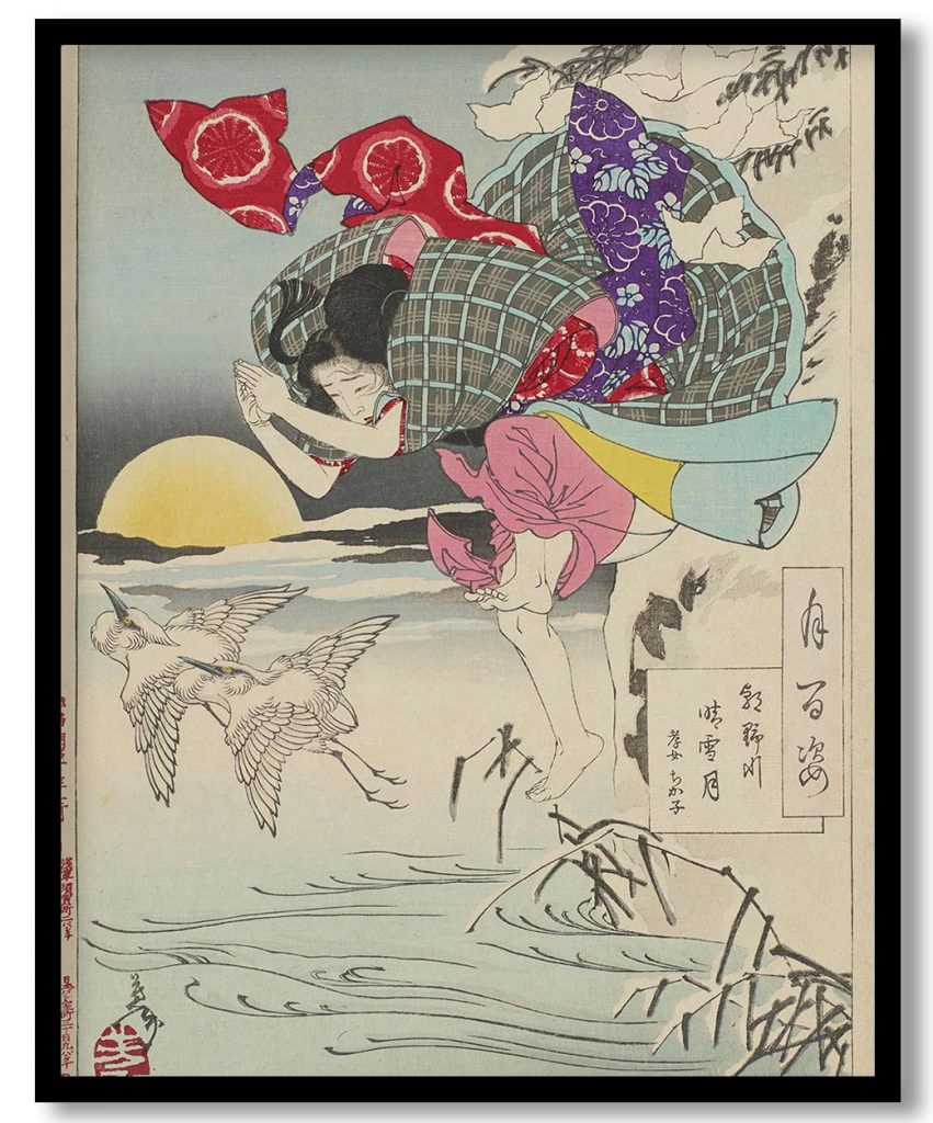 Moon of Pure Snow at Asano River: Chikako, the Filial Daughter by Tsukioka Yoshitoshi (1885)