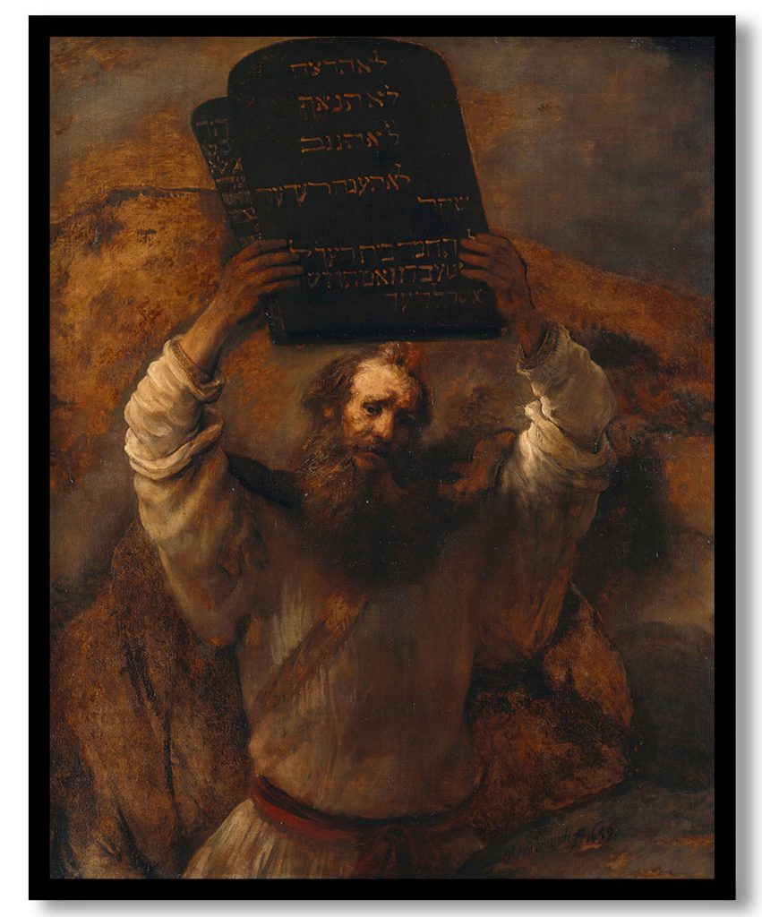 Moses with the Ten Commandments by Rembrandt (1659)