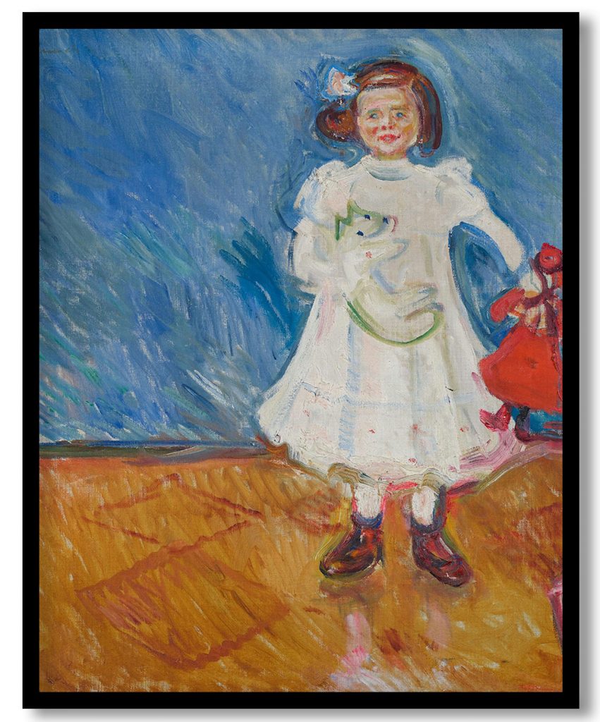 Girl with Doll. Erdmute Esche with Polar Bear and Doll by Edvard Munch (1905)