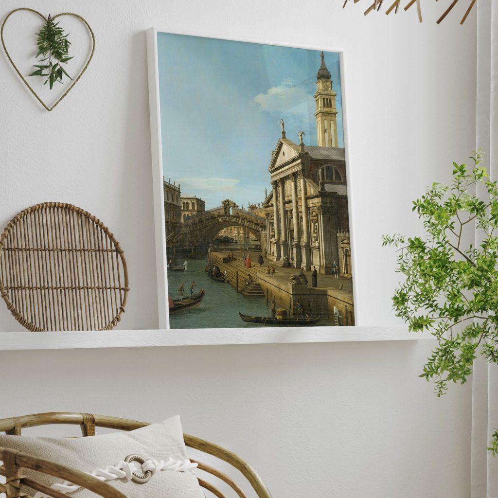 Capriccio: The Rialto Bridge and The Church of S. Giorgio Maggiore by Canaletto (1750)