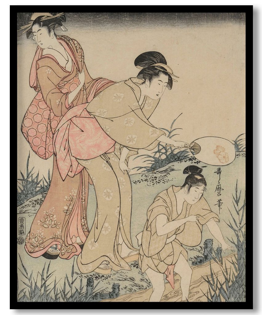 Catching Fireflies Beneath a Willow Tree (right) by Kitagawa Utamaro ( 1796-97)