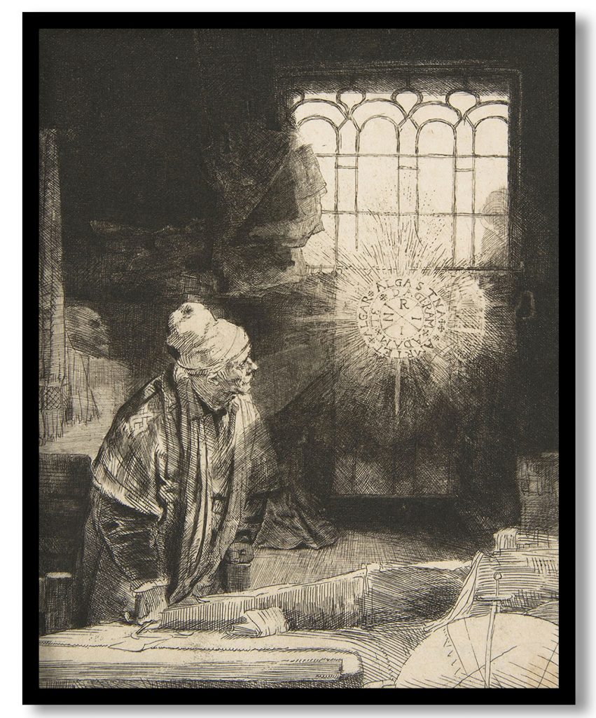 A Scholar in His Study ('Faust') by Rembrandt van Rijn (1652)