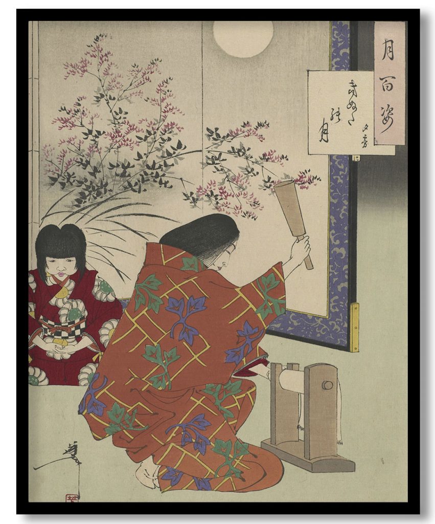 Cloth-beating moon: Yugiri, from the series One Hundred Aspects of the Moon by Tsukioka Yoshitoshi (1890)