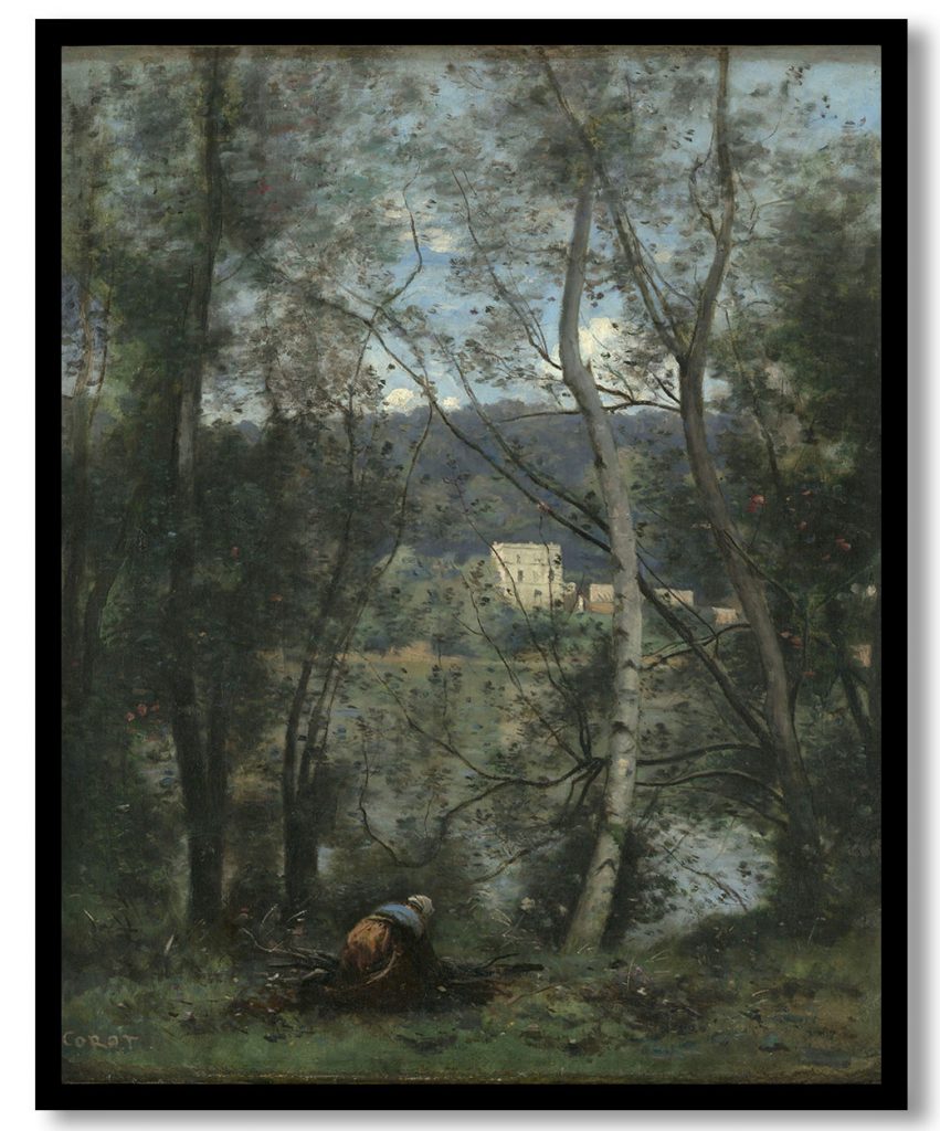 A Woman Gathering Faggots at Ville-d'Avray by Jean Baptiste Camille Corot ( 1871-74)