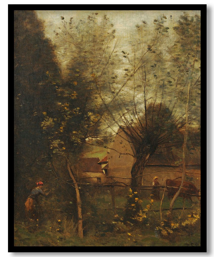 Farm Scene by Jean Baptiste Camille Corot (1865-68)