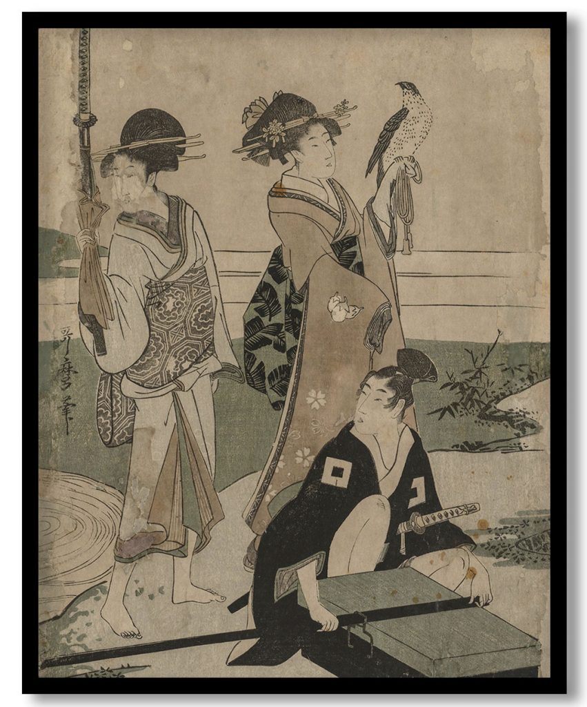 Daimy and his Retinue Crossing a Stream in Plain Near Fuji by Kitagawa Utamaro (1753-06)