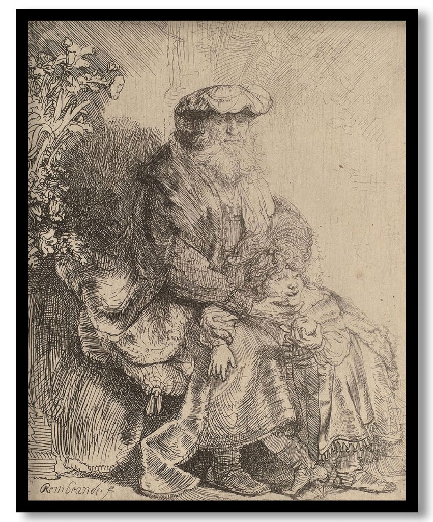 Abraham Caressing Isaac by Rembrandt van Rijn (1637)
