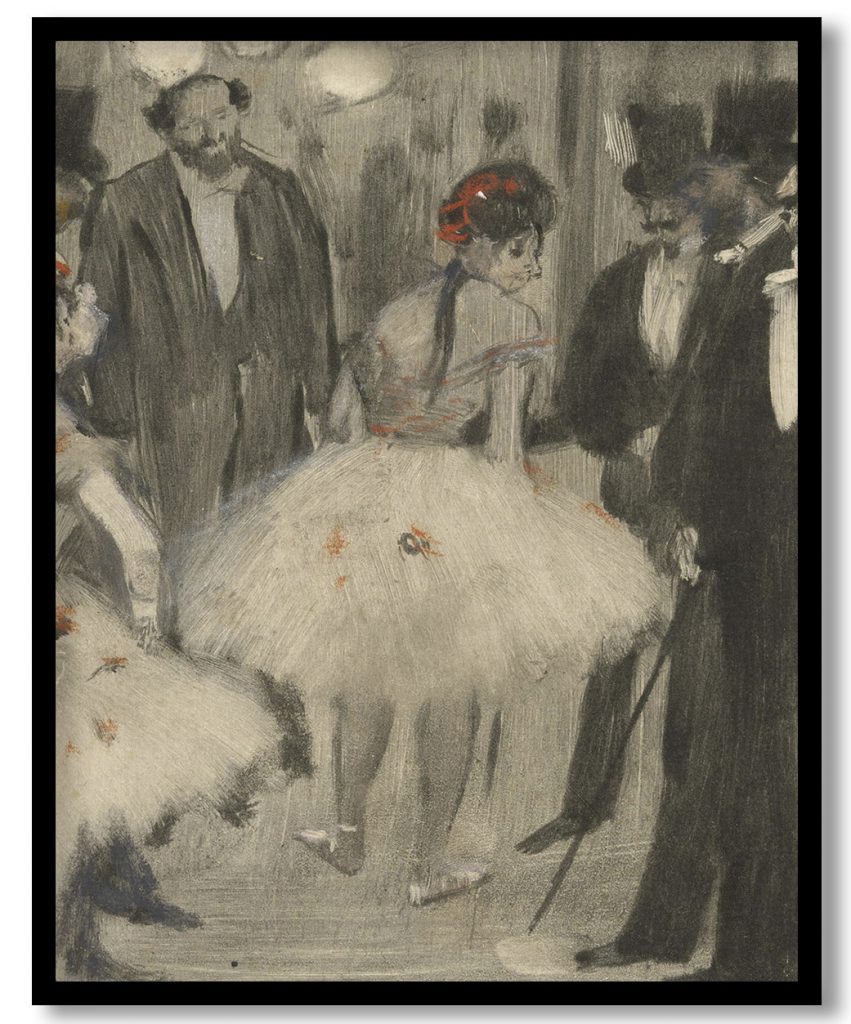 Virginie Being Admired While the Marquis Cavalcanti Looks On by Edgar Degas (1876-77)