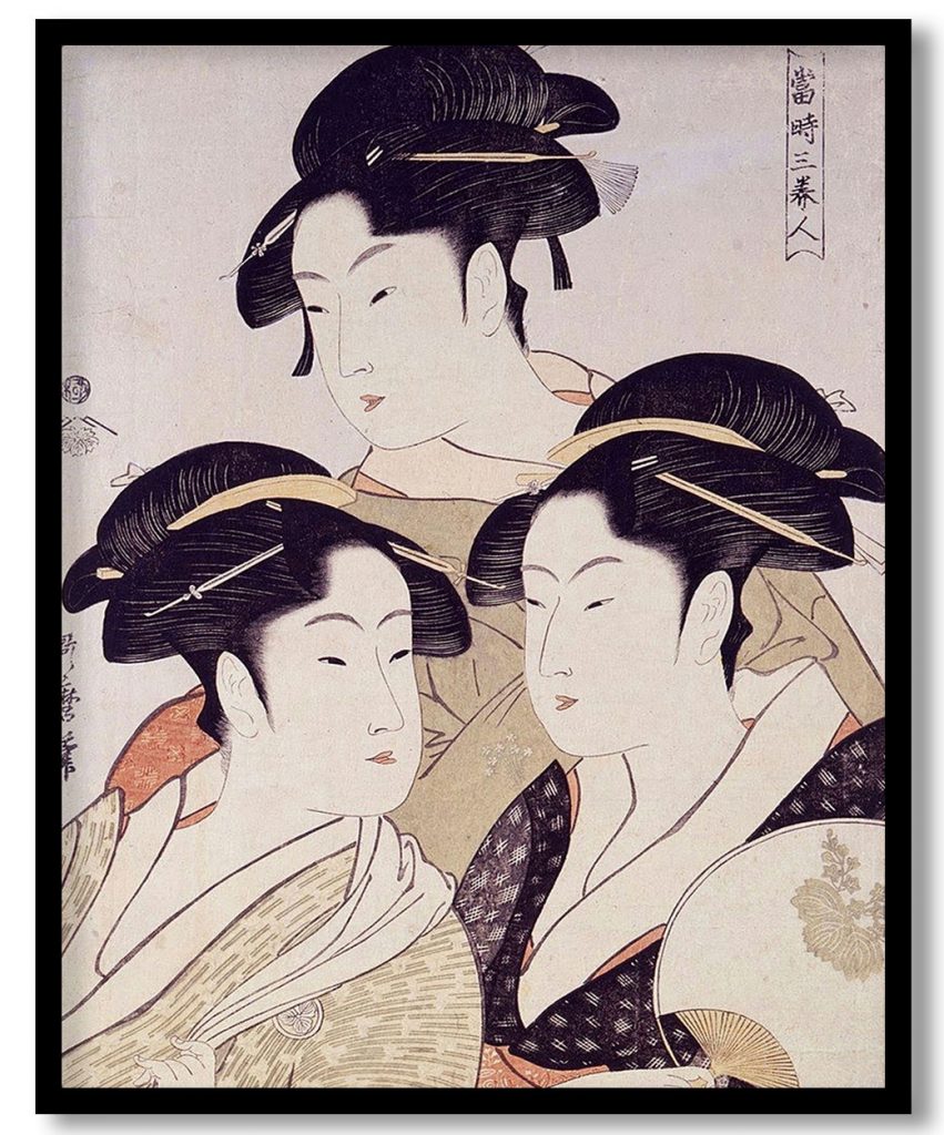 Three beauties of the present day by Kitagawa Utamaro (1793)