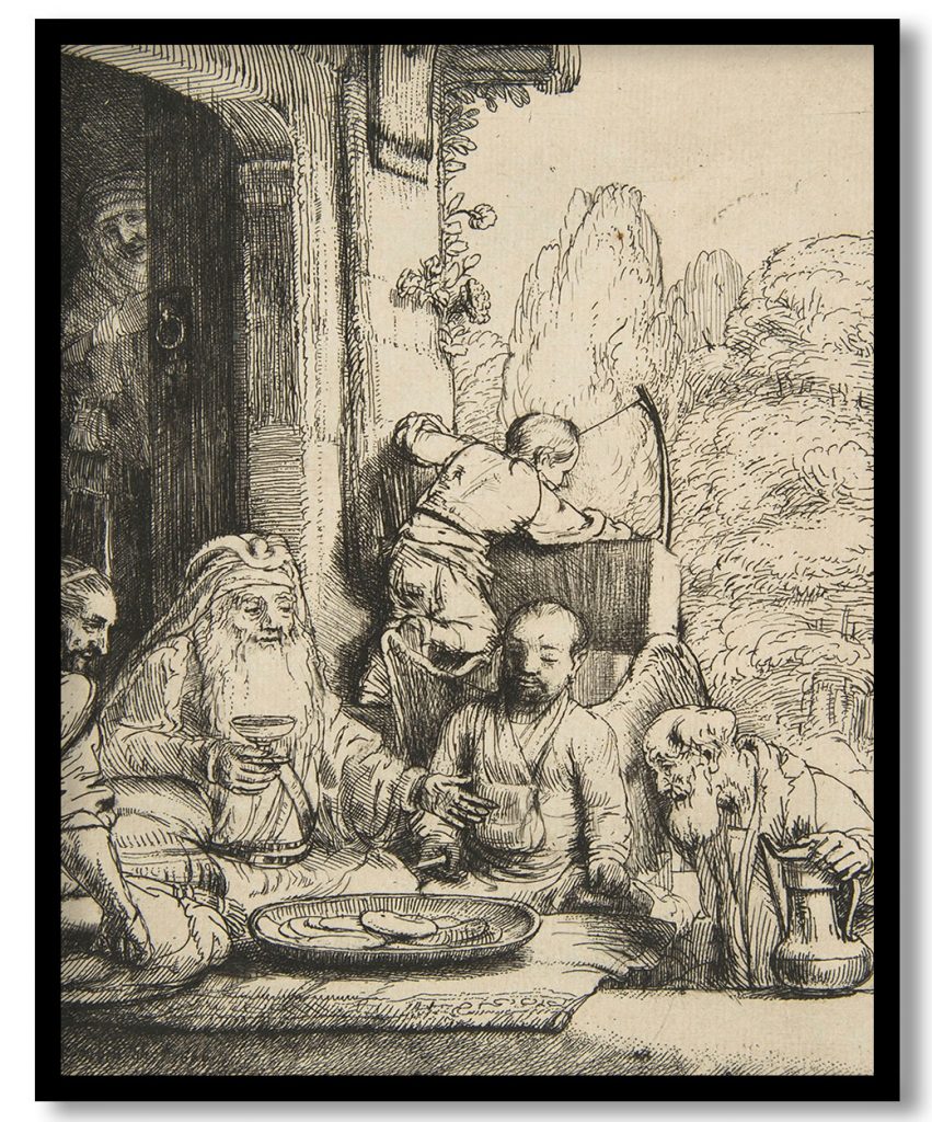 Abraham Entertaining the Angels by Rembrandt van Rijn (1656)
