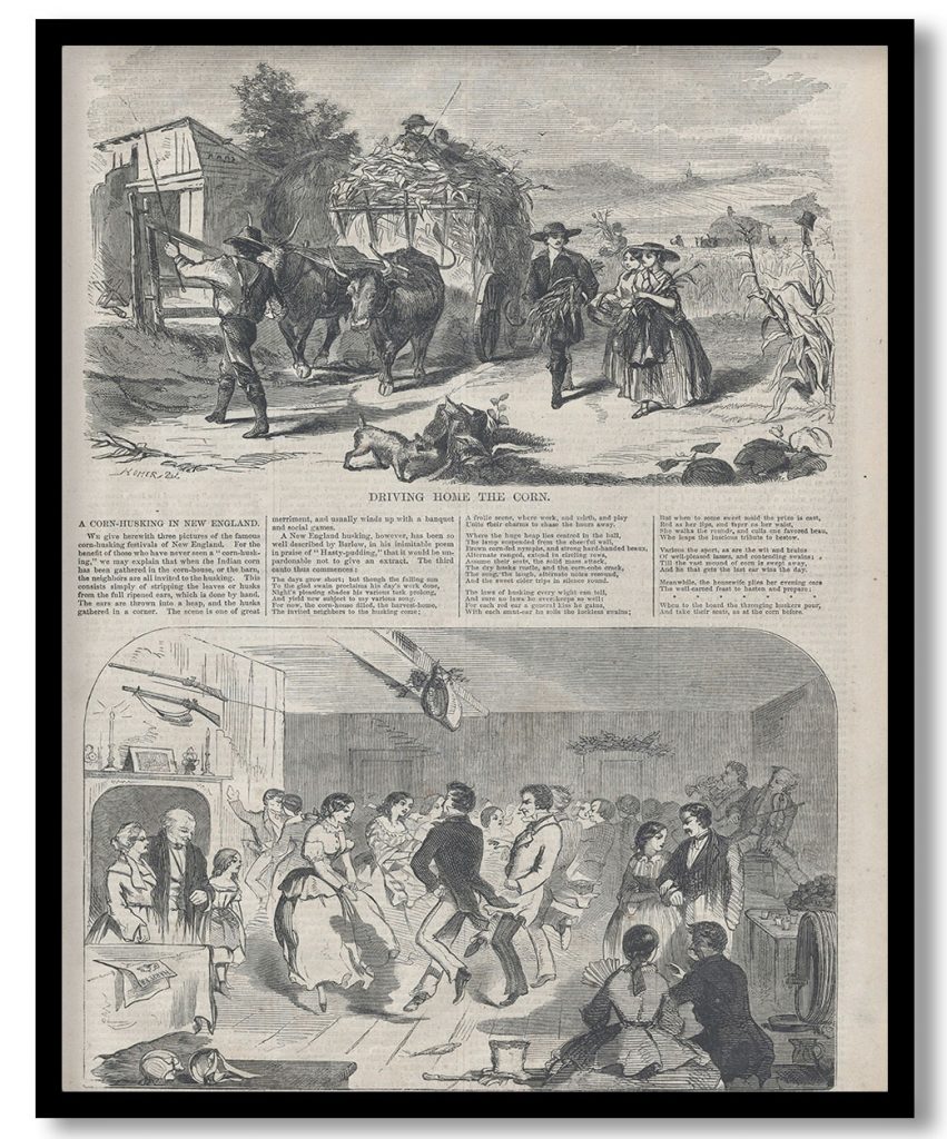 Driving Home the Corn and Dance after the Husking  (Harper's Weekly, Vol. II) by Winslow Homer (1858)