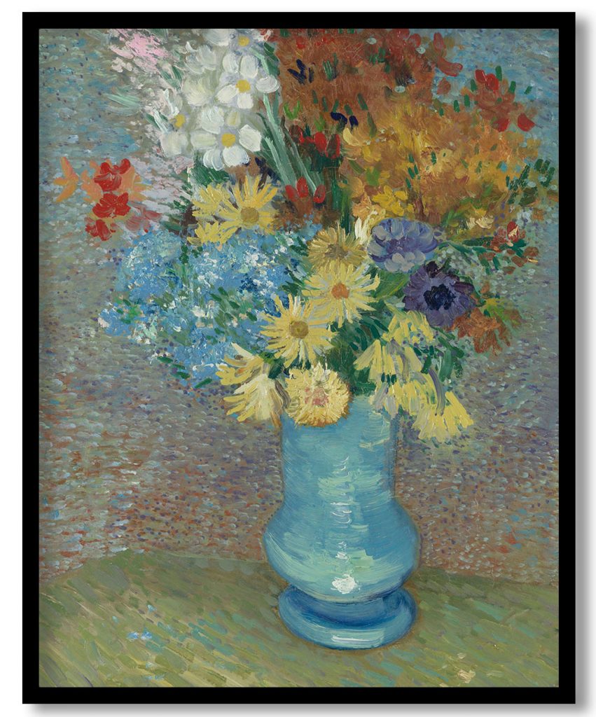 Flowers in a blue vase by Vincent van Gogh