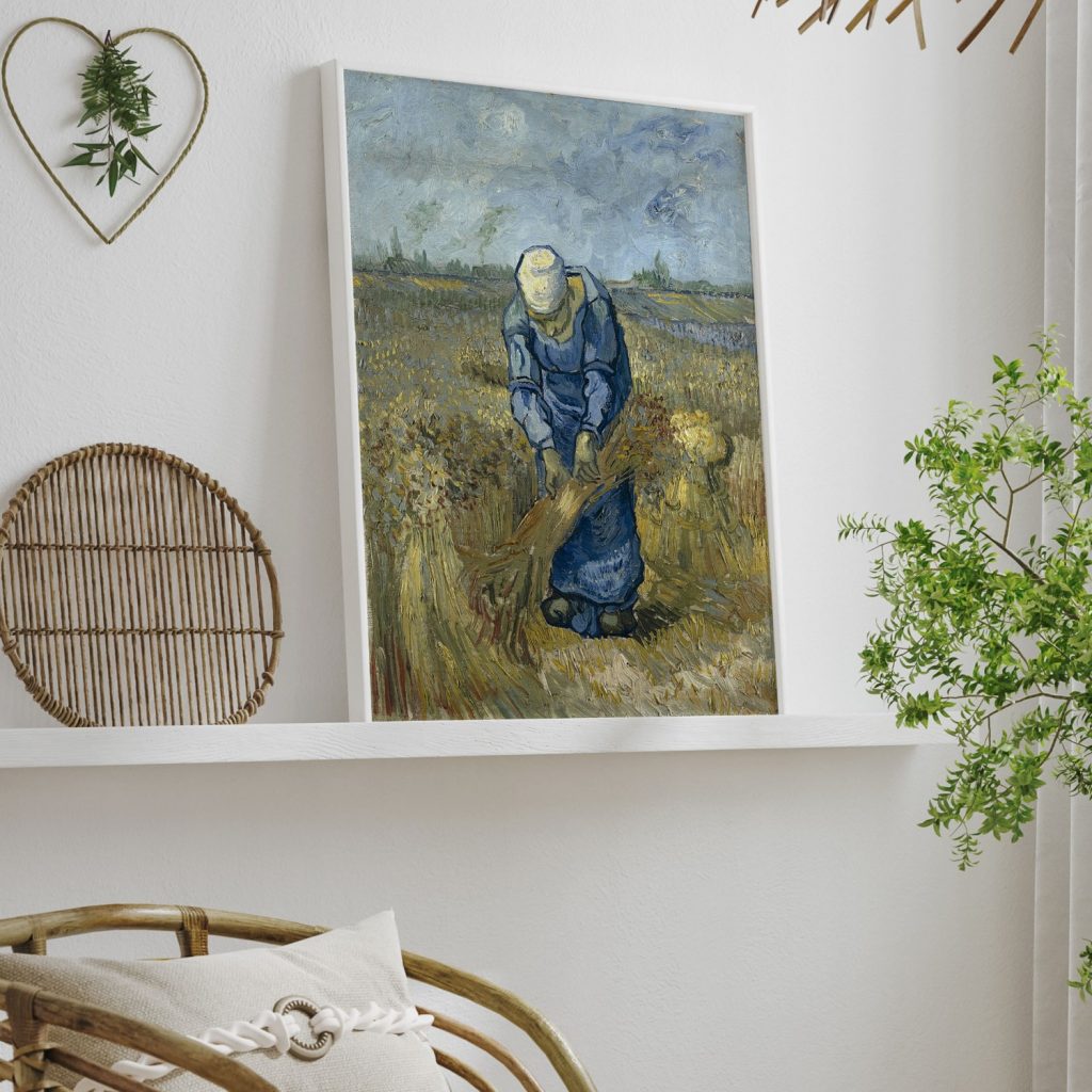 Peasant Woman Binding Sheaves (after Millet) by Vincent van Gogh ( 1889-89)