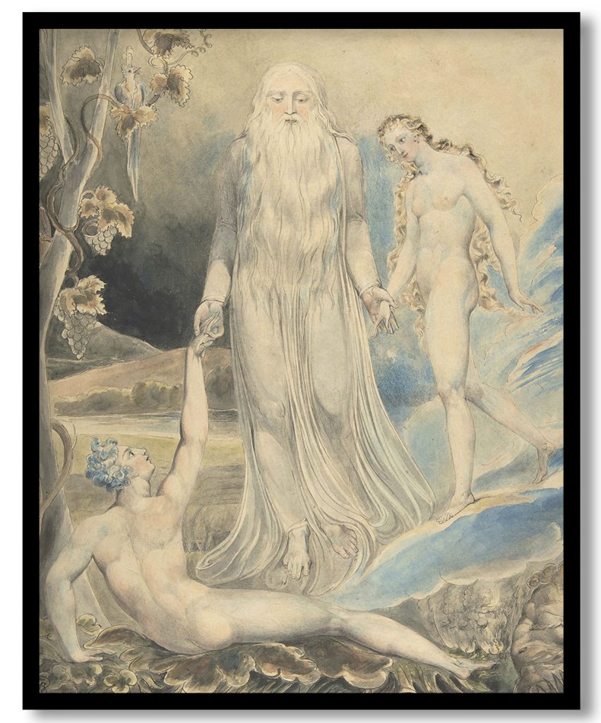 Angel of the Divine Presence Bringing Eve to Adam  (The Creation of Eve: 'And She Shall be Called Woman)  (recto); Sketch for the same  (verso) by William Blake (1803)