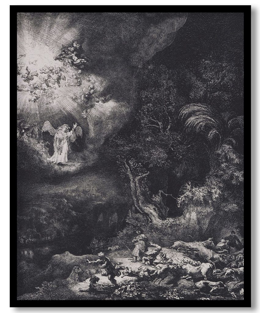 Annunciation to the Shepherds by Rembrandt van Rijn (1634)