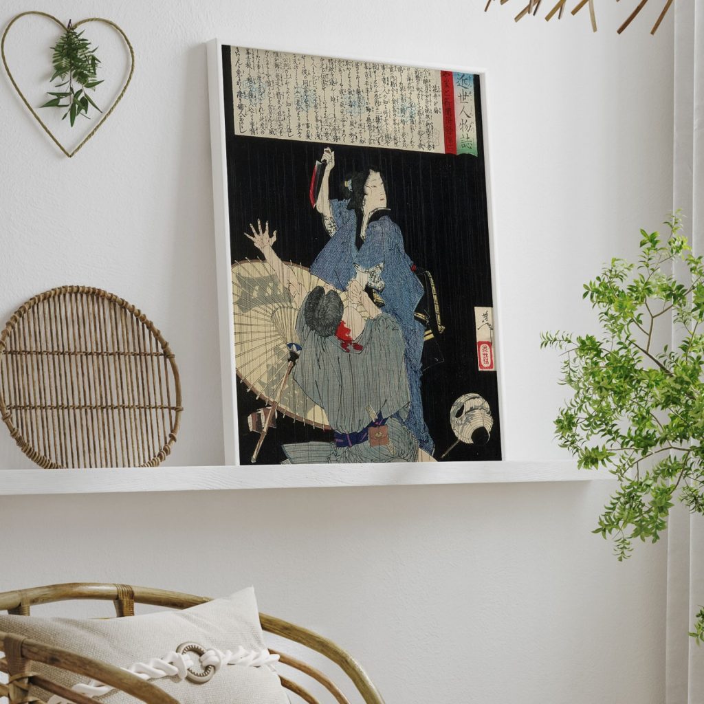 Hanai Oume Killing Minekichi by Tsukioka Yoshitoshi (1887)