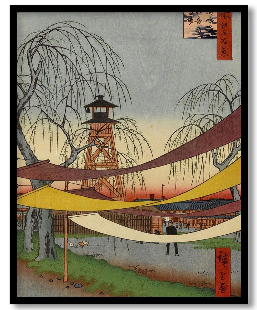 Hatsune Riding Grounds, Bakuro-cho, No. 6 in One Hundred Famous Views of Edo by Utagawa Hiroshige (1857)