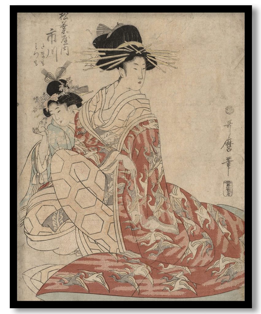 Ichikawa of Matsubaya with Minomo and Tamamo by Kitagawa Utamaro-1753