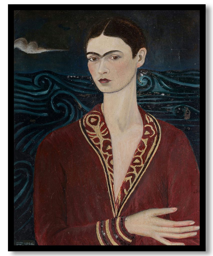 Self-portrait wearing a velvet dress by Frida Kahlo (1926)