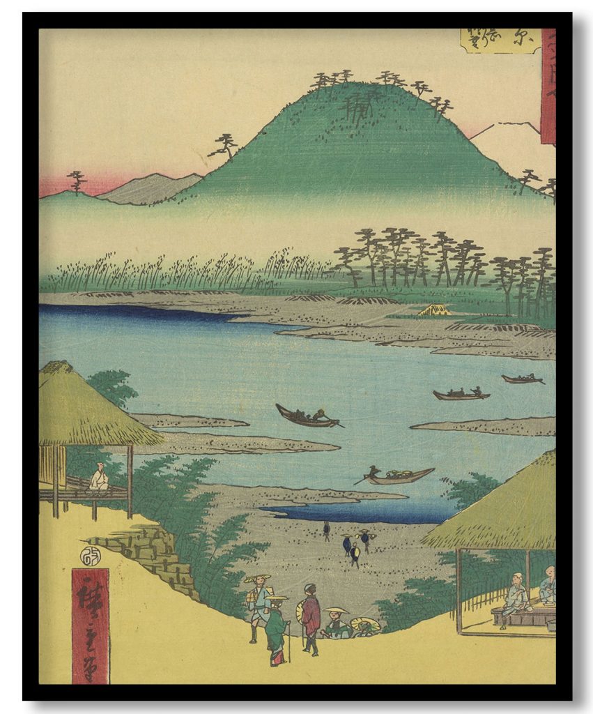 Kanbara station, from Fifty-three Stations Along the Tokaido (Tokaido Gojusan-tsugi) by Utagawa Hiroshige (1855)