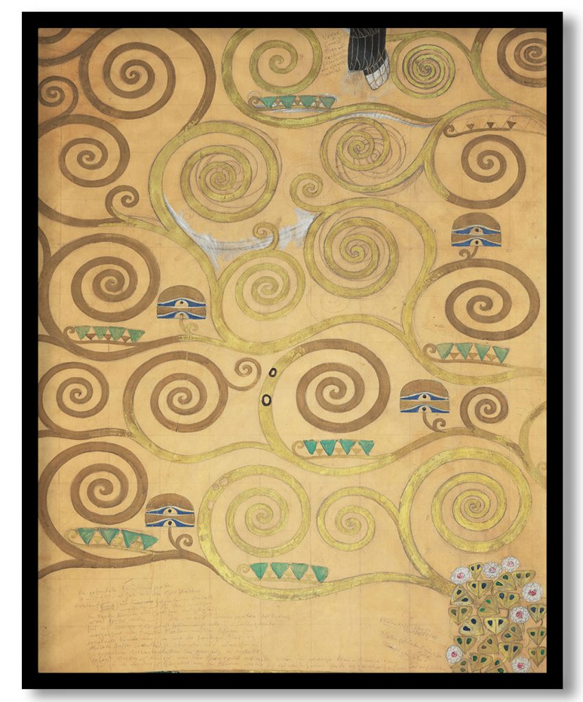 Nine Cartoons for the Execution of a Frieze for the Dining Room of Stoclet House in Brussels: Part 3, Part of the tree of life by Gustav Klimt (1910-11)