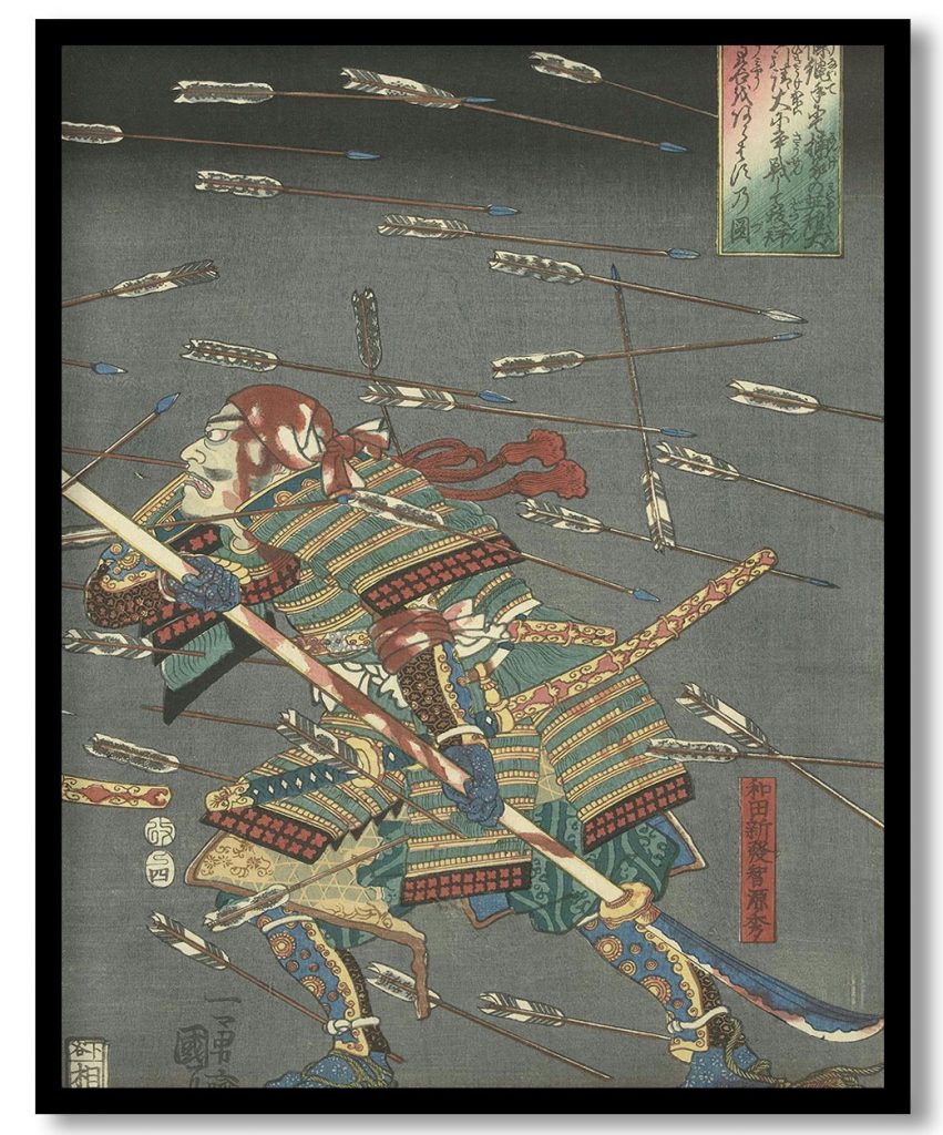 De laatste aanval van de Kusunoki te Shijonawate by Utagawa Kuniyoshi (1847)