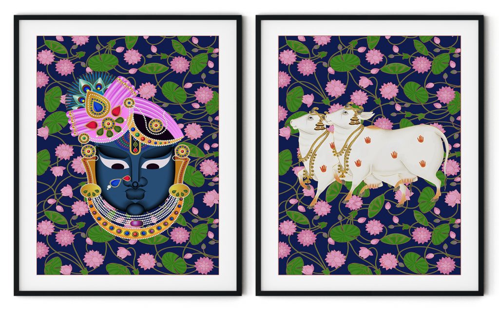 Set of 2 shreenathji and gaay