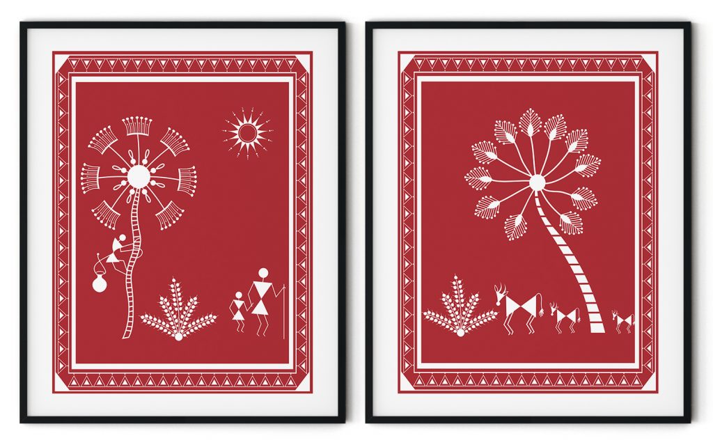 Set of 2 warli gaon jeevan